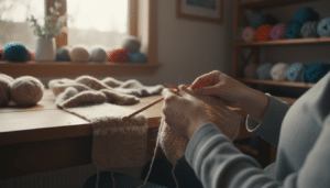 Stricken mit Alpaka Wolle